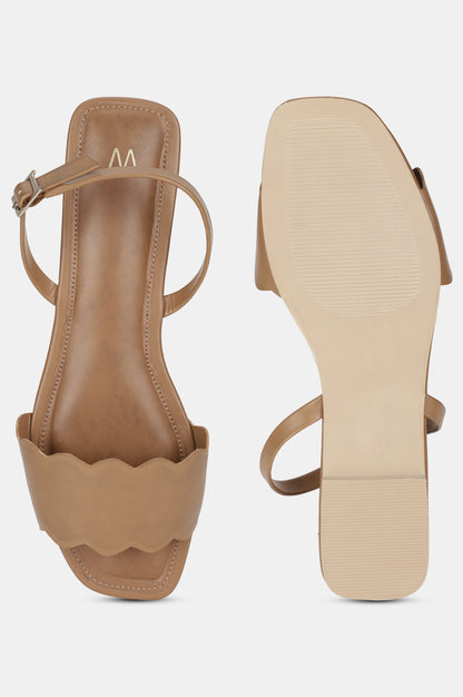 Tan Square Toe Solid Flat-WLINDA