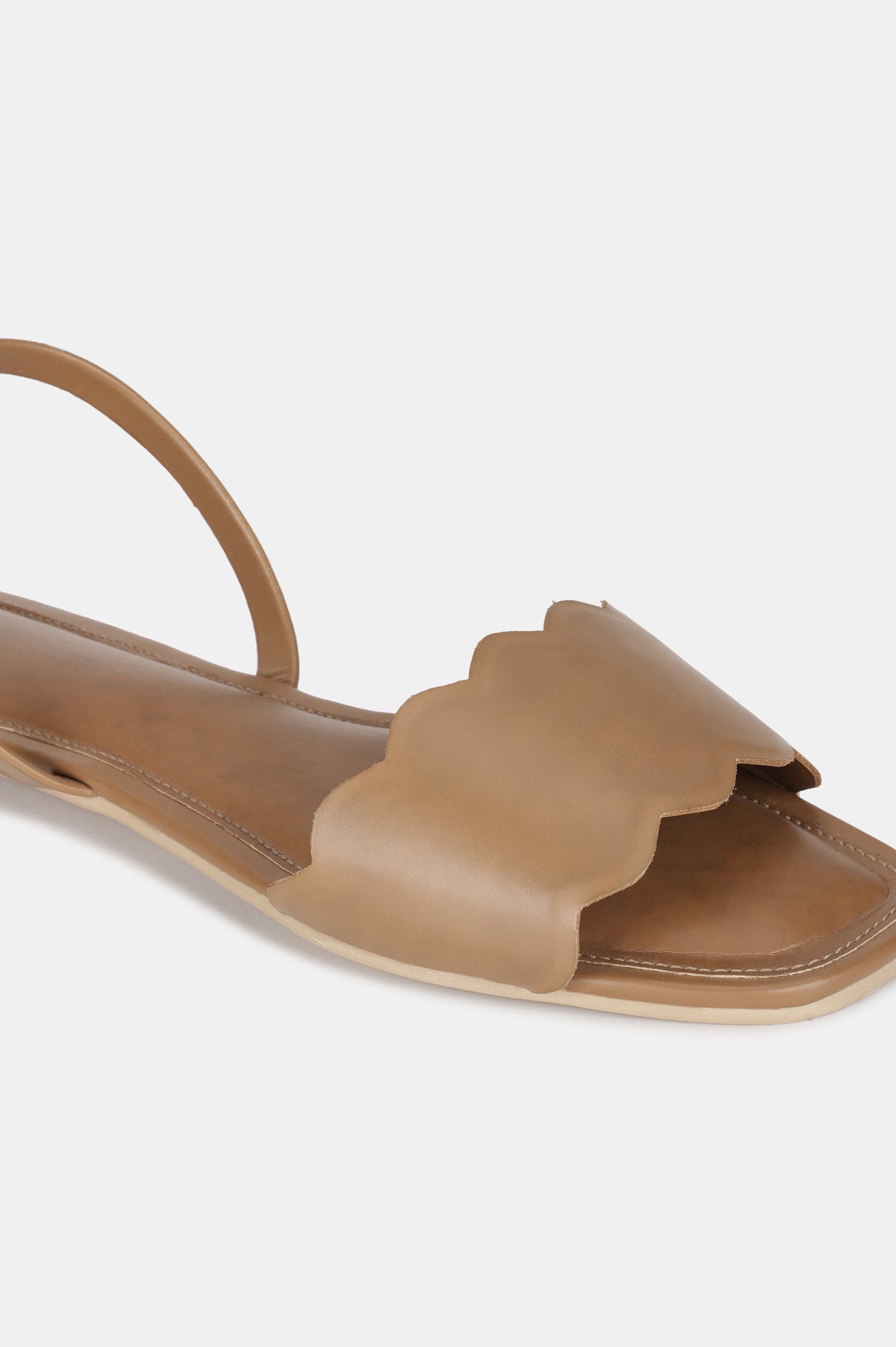 Tan Square Toe Solid Flat-WLINDA