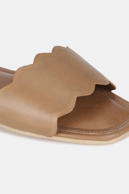 Tan Square Toe Solid Flat-WLINDA