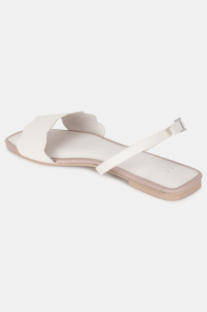 Ecru Square Toe Solid Flat-WLINDA