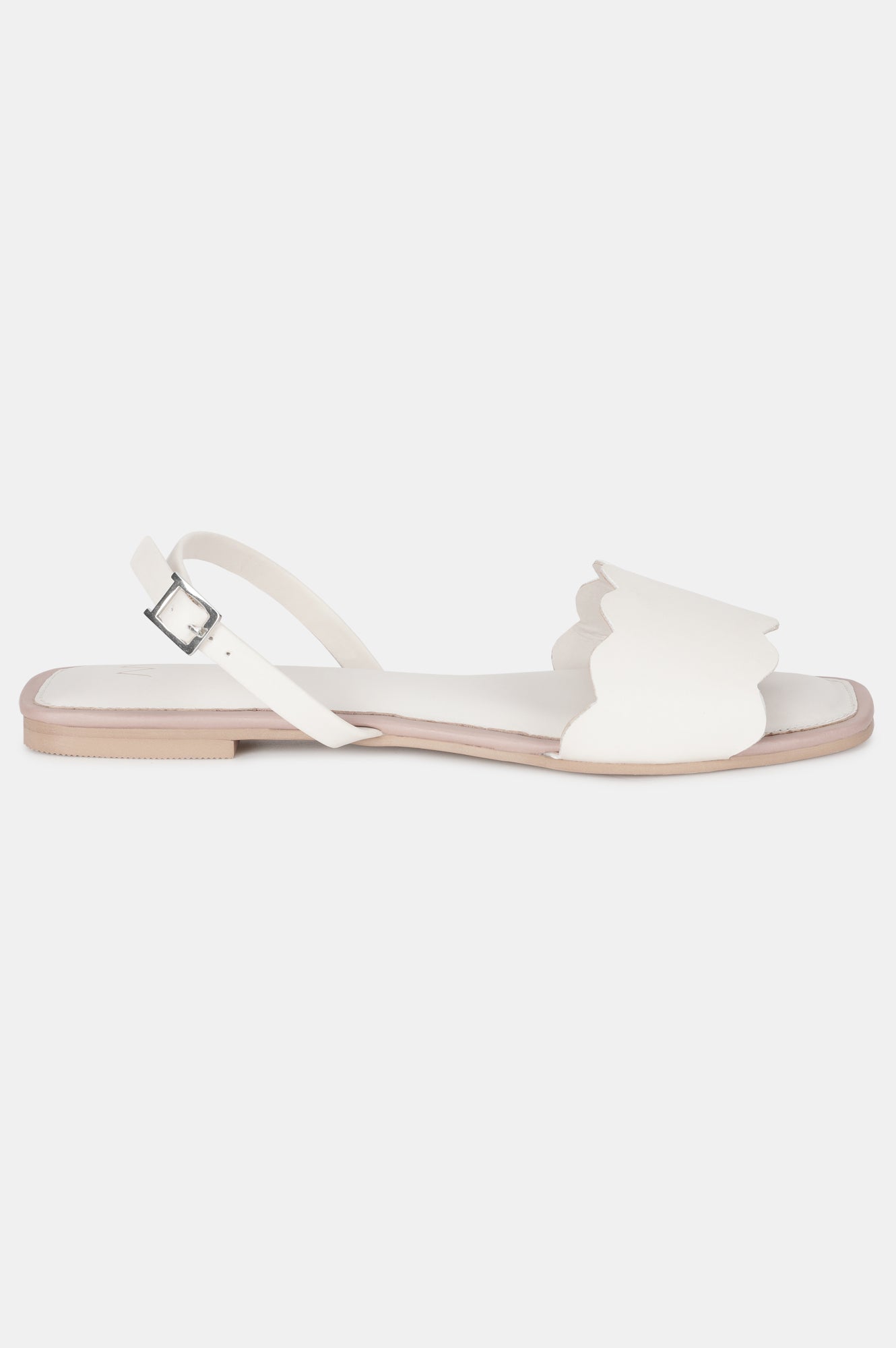 Ecru Square Toe Solid Flat-WLINDA