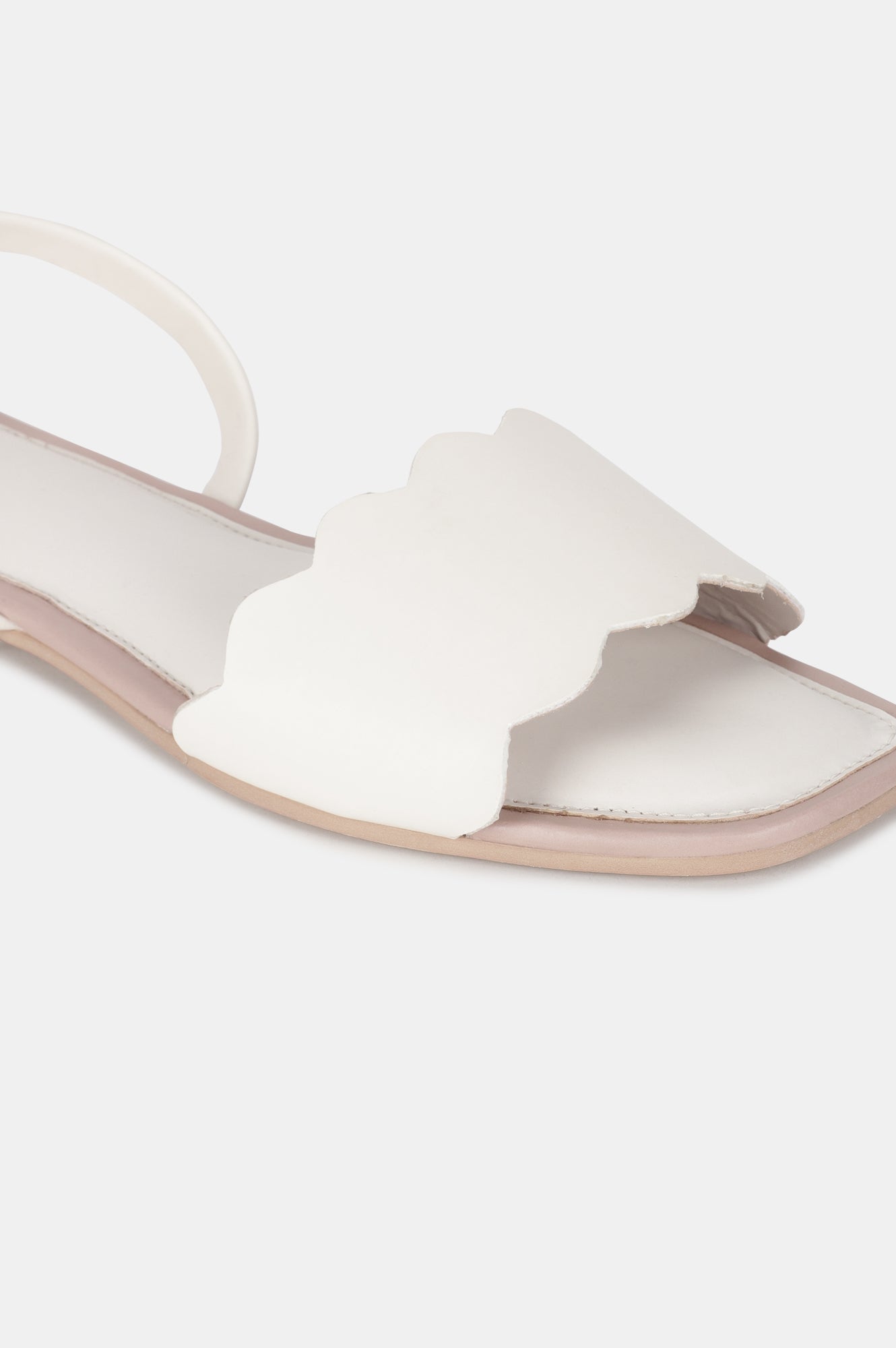 Ecru Square Toe Solid Flat-WLINDA