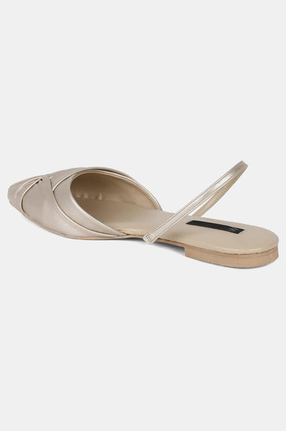 Light Gold Pointed Toe Flat-WMelanie - wforwoman