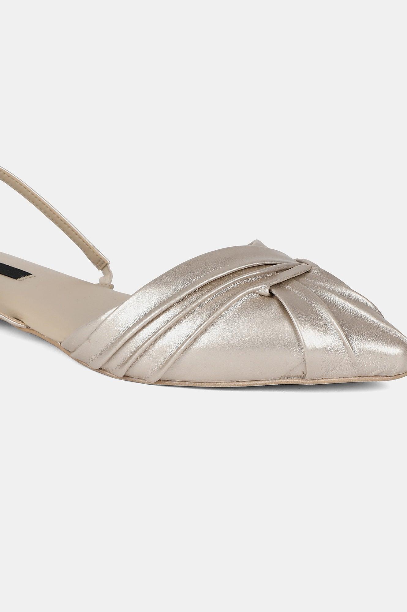 Light Gold Pointed Toe Flat-WMelanie - wforwoman