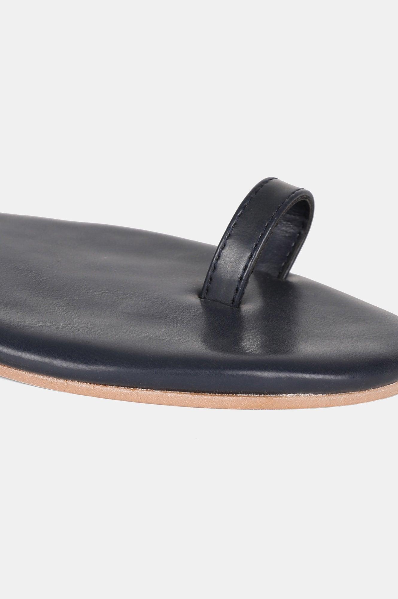 Navy Almond Toe Woven Design Flat - Wmorgan - wforwoman