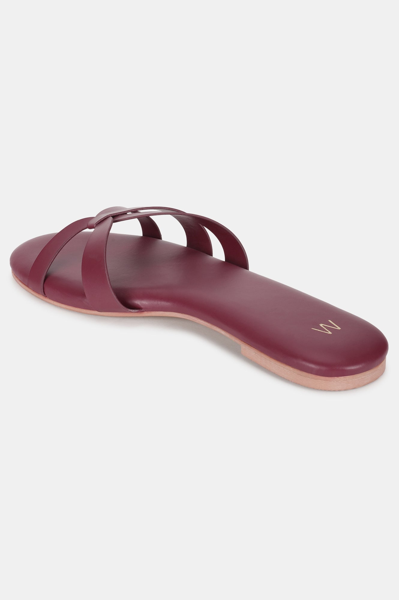 Burgundy Almond Toe Solid Flat-WNATALIE