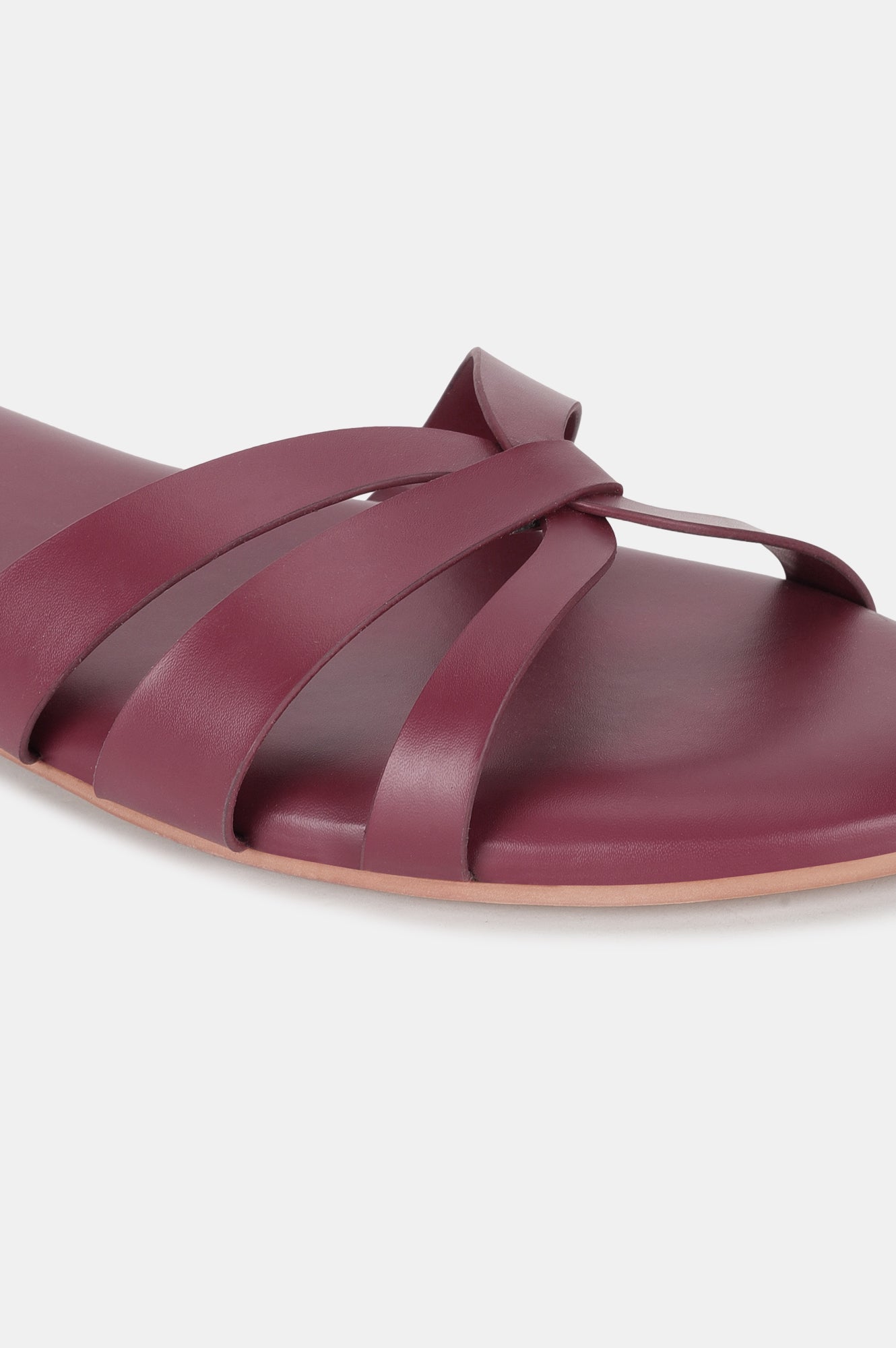 Burgundy Almond Toe Solid Flat-WNATALIE