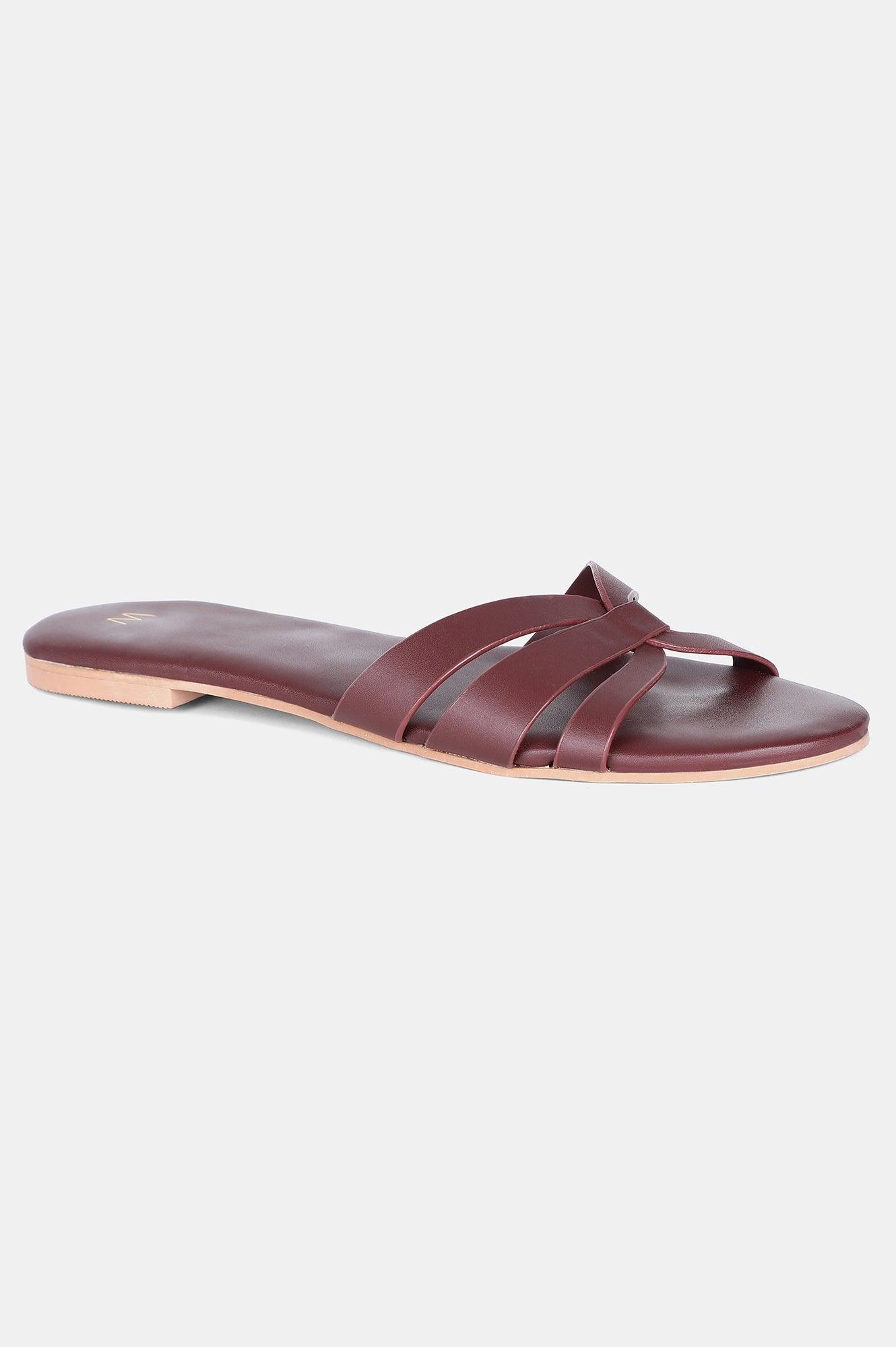 Wine Almond Toe Solid Flat - WNATALIE - wforwoman