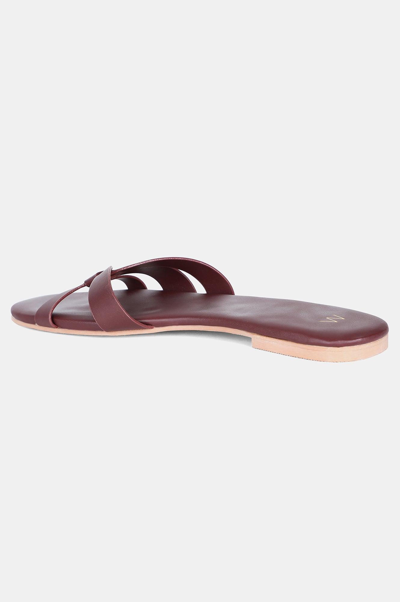 Wine Almond Toe Solid Flat - WNATALIE - wforwoman