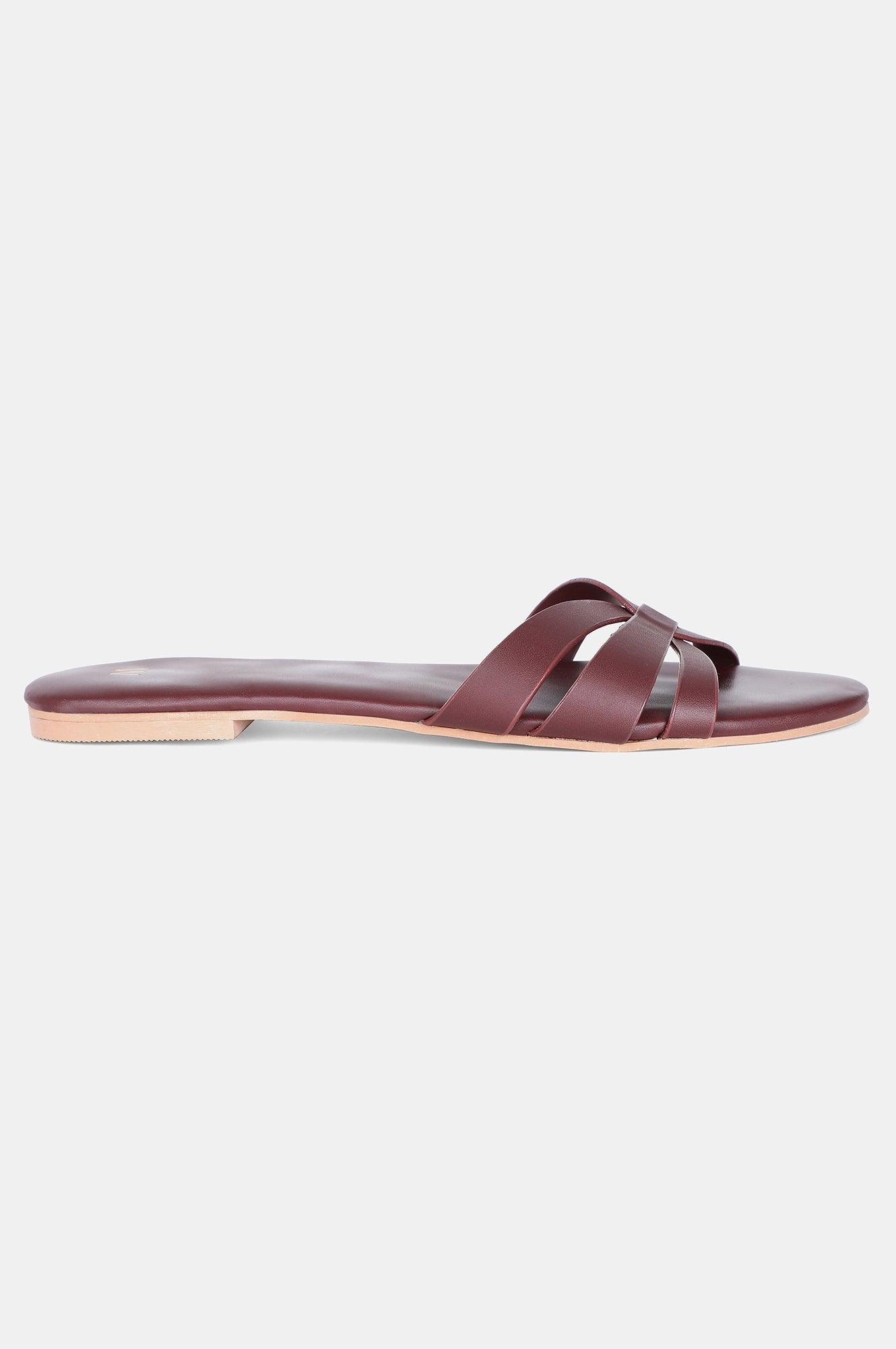 W Burgundy Almond Toe Flat-WNATALIE - wforwoman