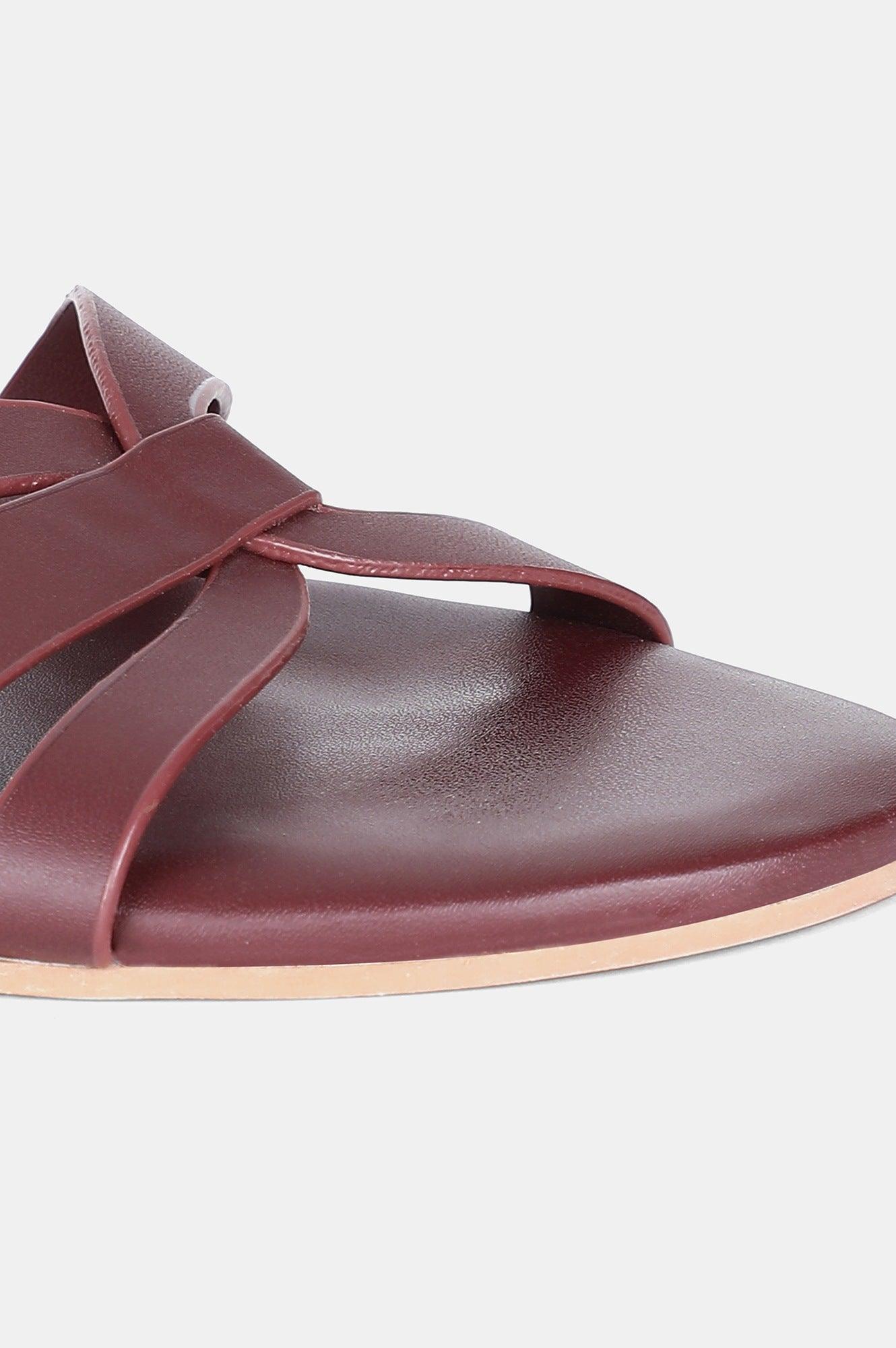 W Burgundy Almond Toe Flat-WNATALIE - wforwoman