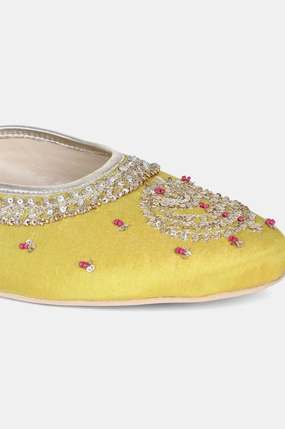 Mustard Round Toe Embroidered Flat - WSUSAN - wforwoman