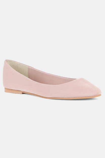 Blush Round Toe Solid Flat-Wvivian