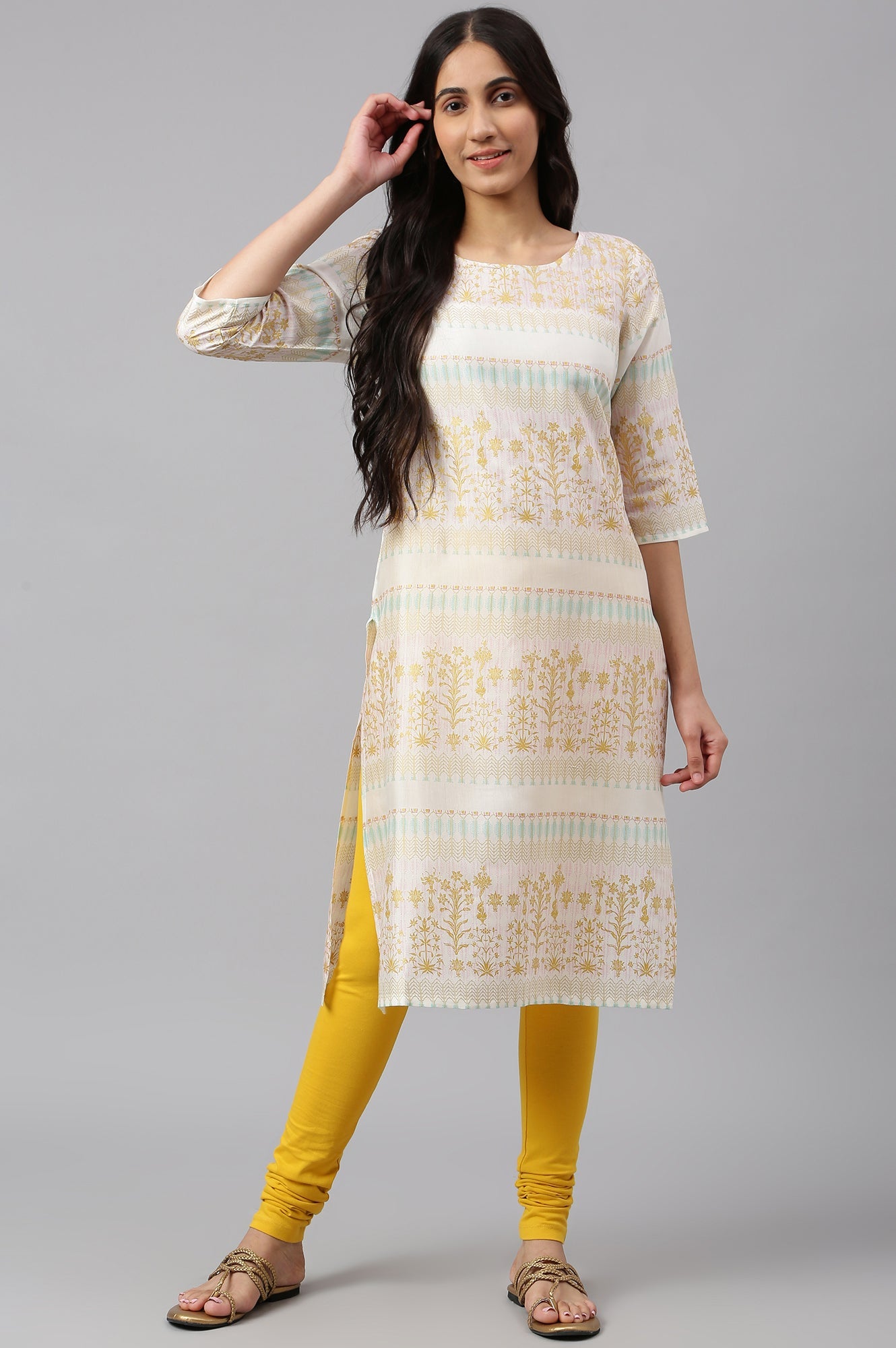 Yellow Skin Fit Churidar