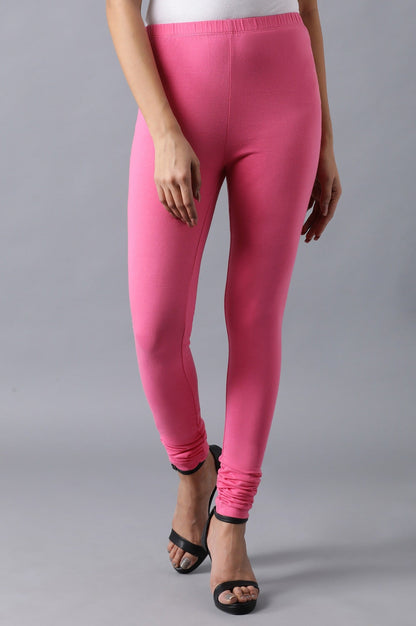 Pink solid churidar