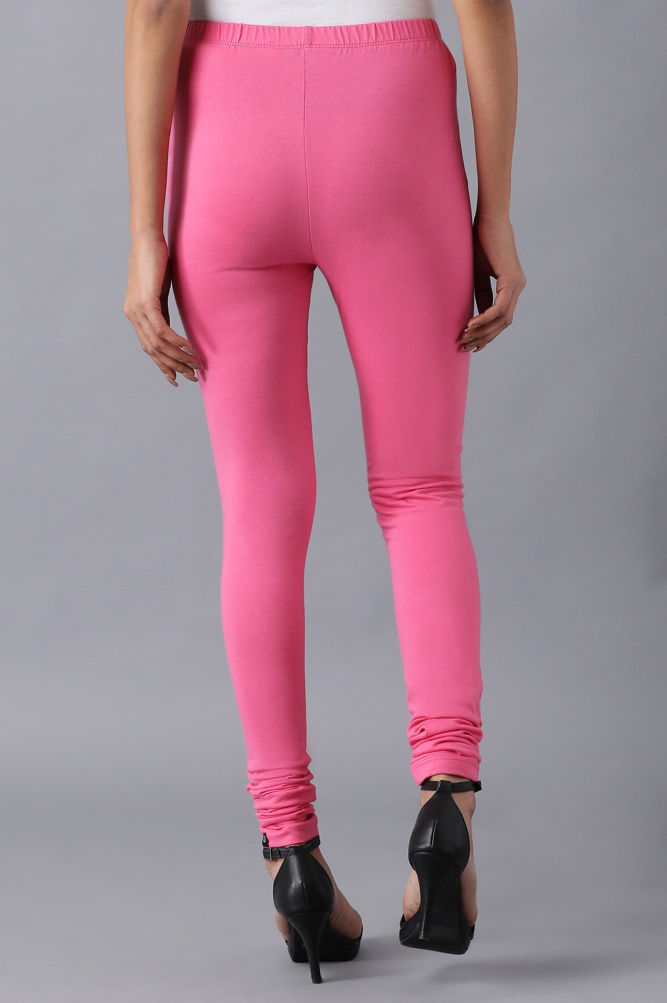 Pink solid churidar