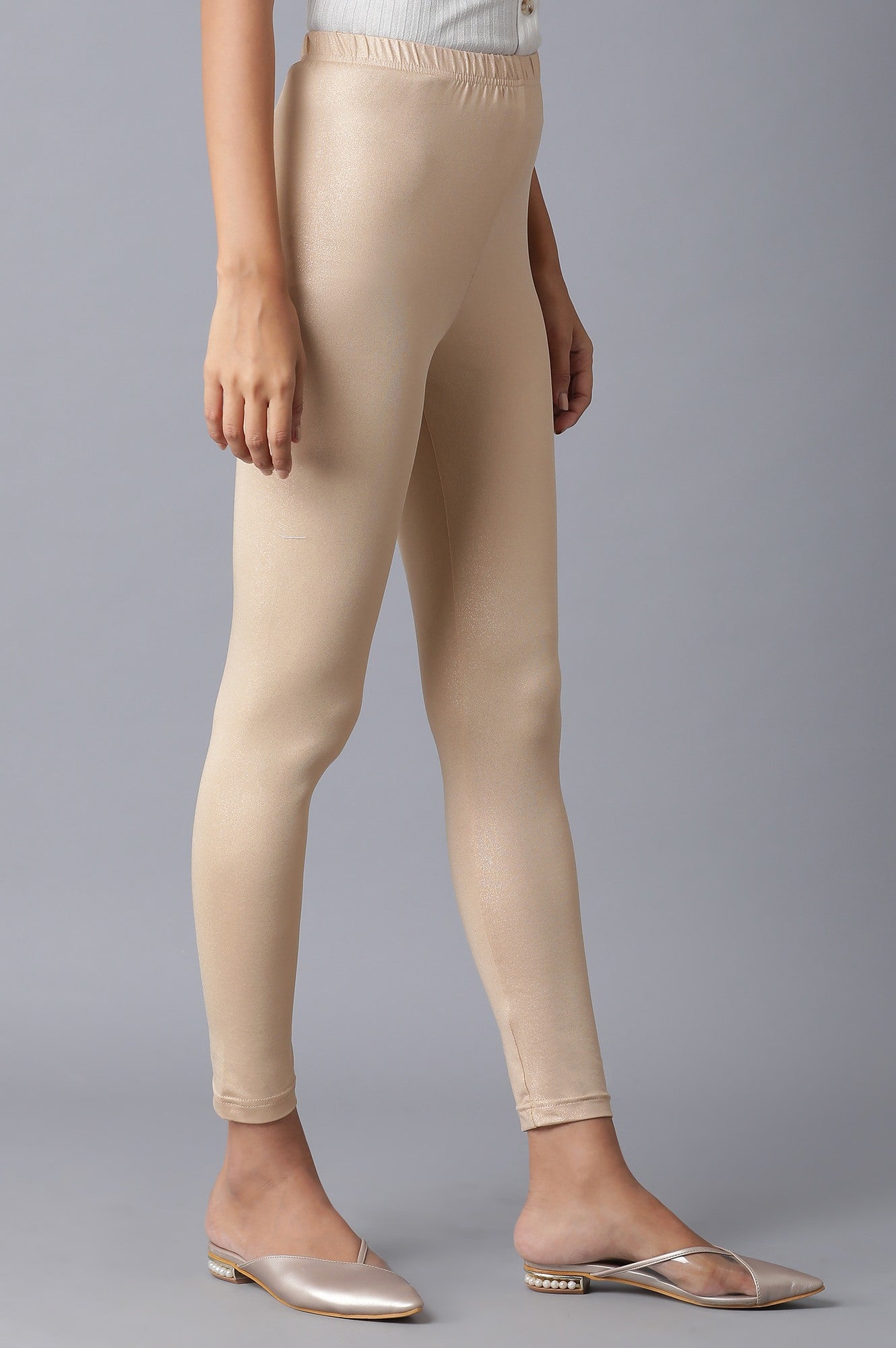 Rose Gold Solid Slim Fit Tights