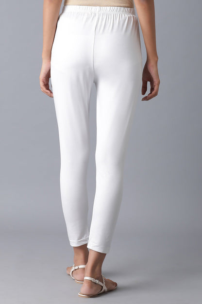 Shimmer White Solid Slim Fit Tights