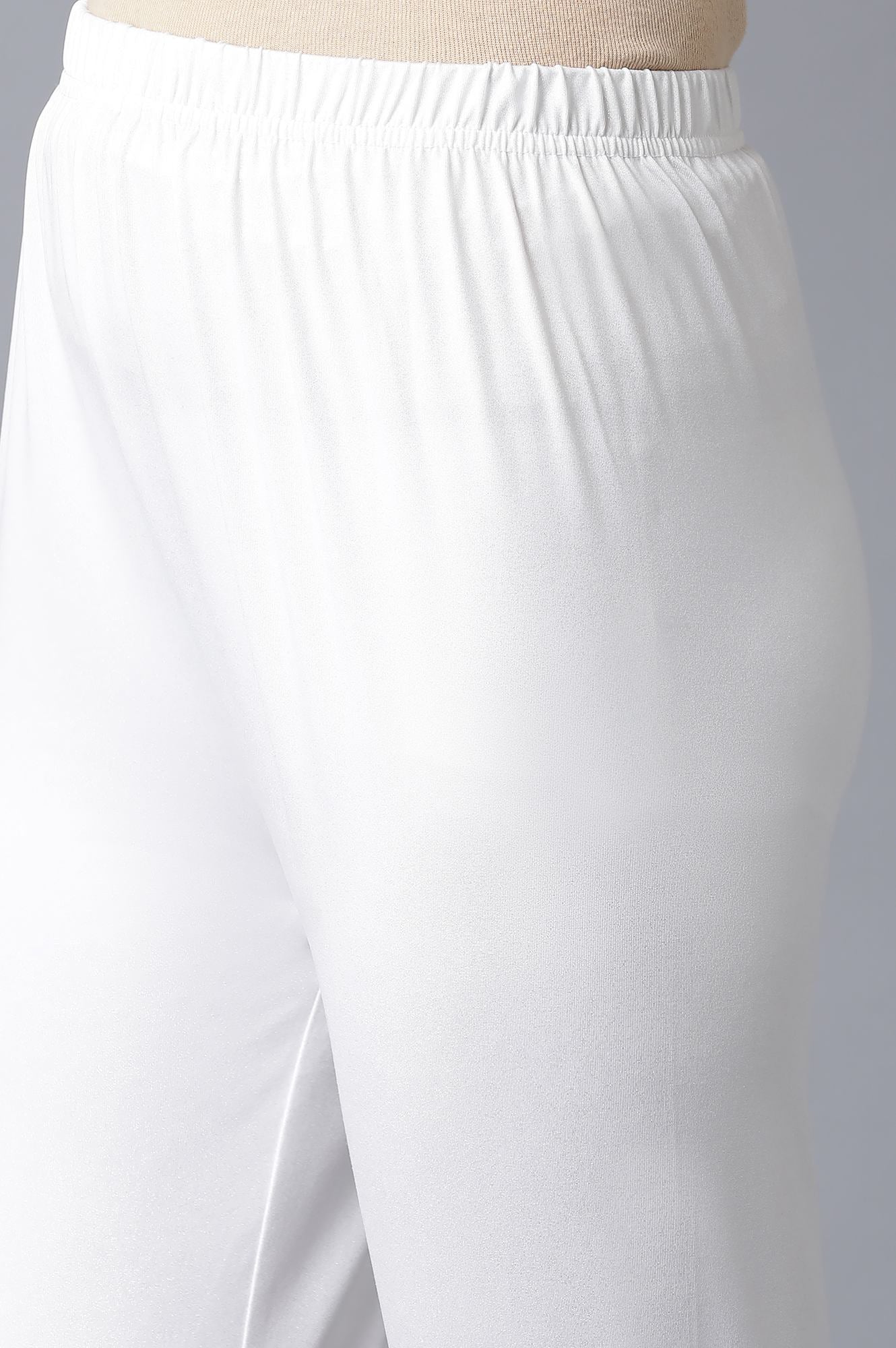 Shimmer White Solid Slim Fit Tights