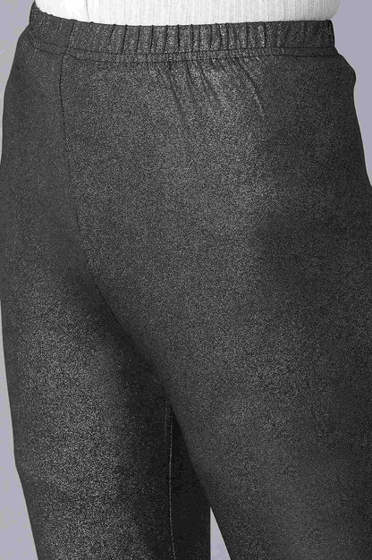 Shimmer Black Solid Slim Fit Tights