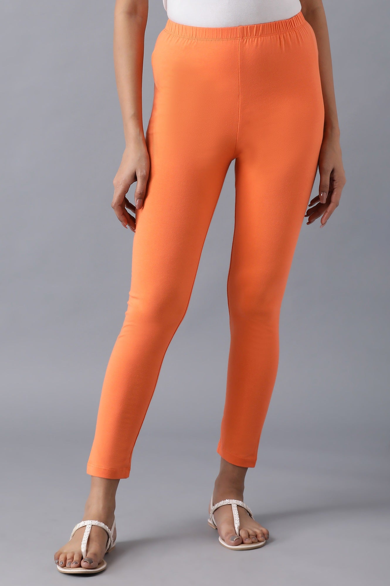 Orange solid tights