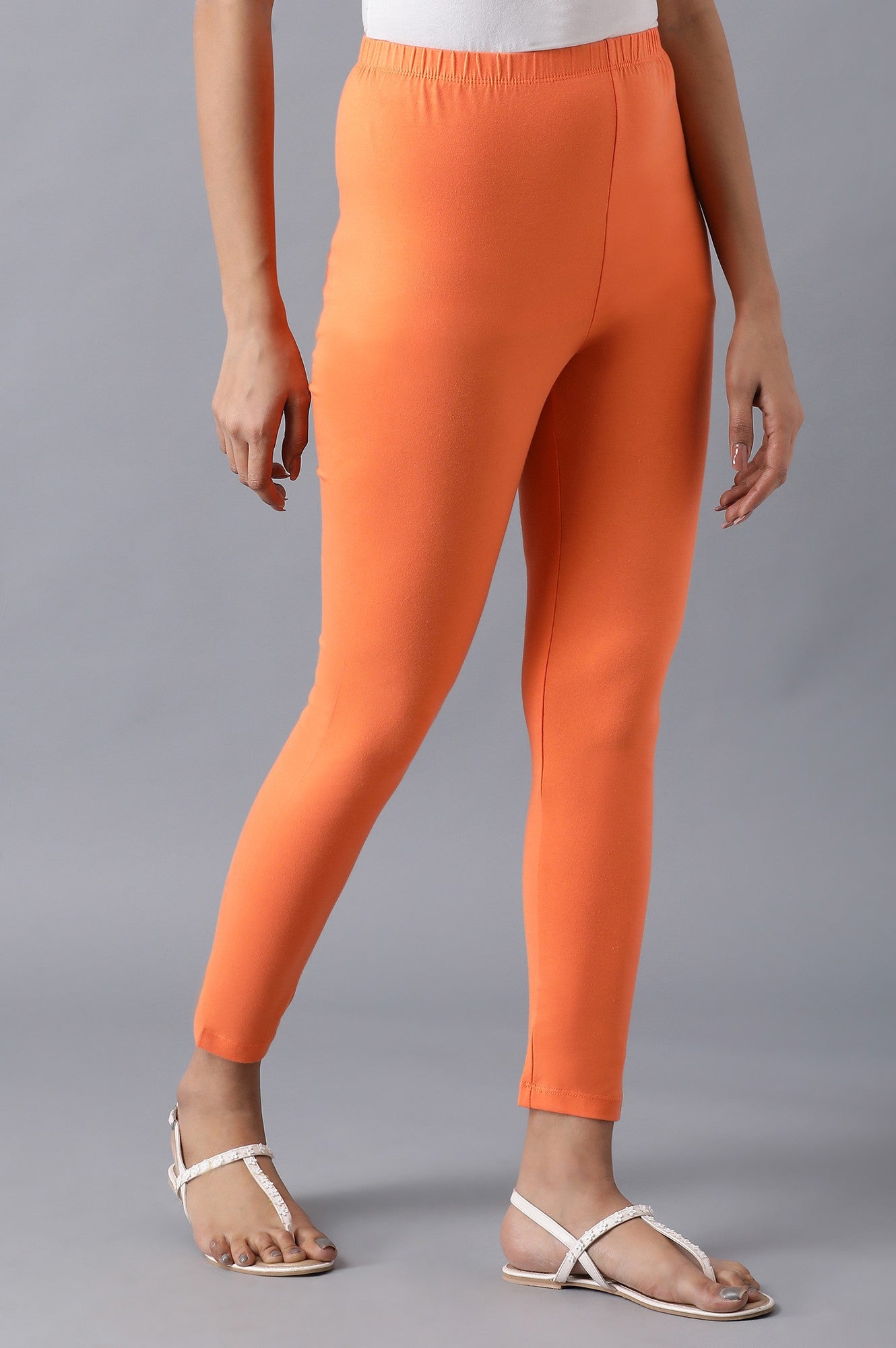 Orange solid tights