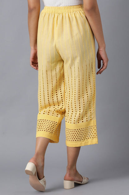 Yellow Solid Cotton Culottes