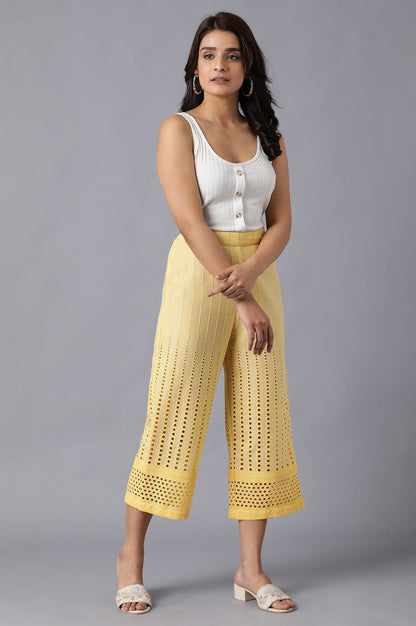 Yellow Solid Cotton Culottes