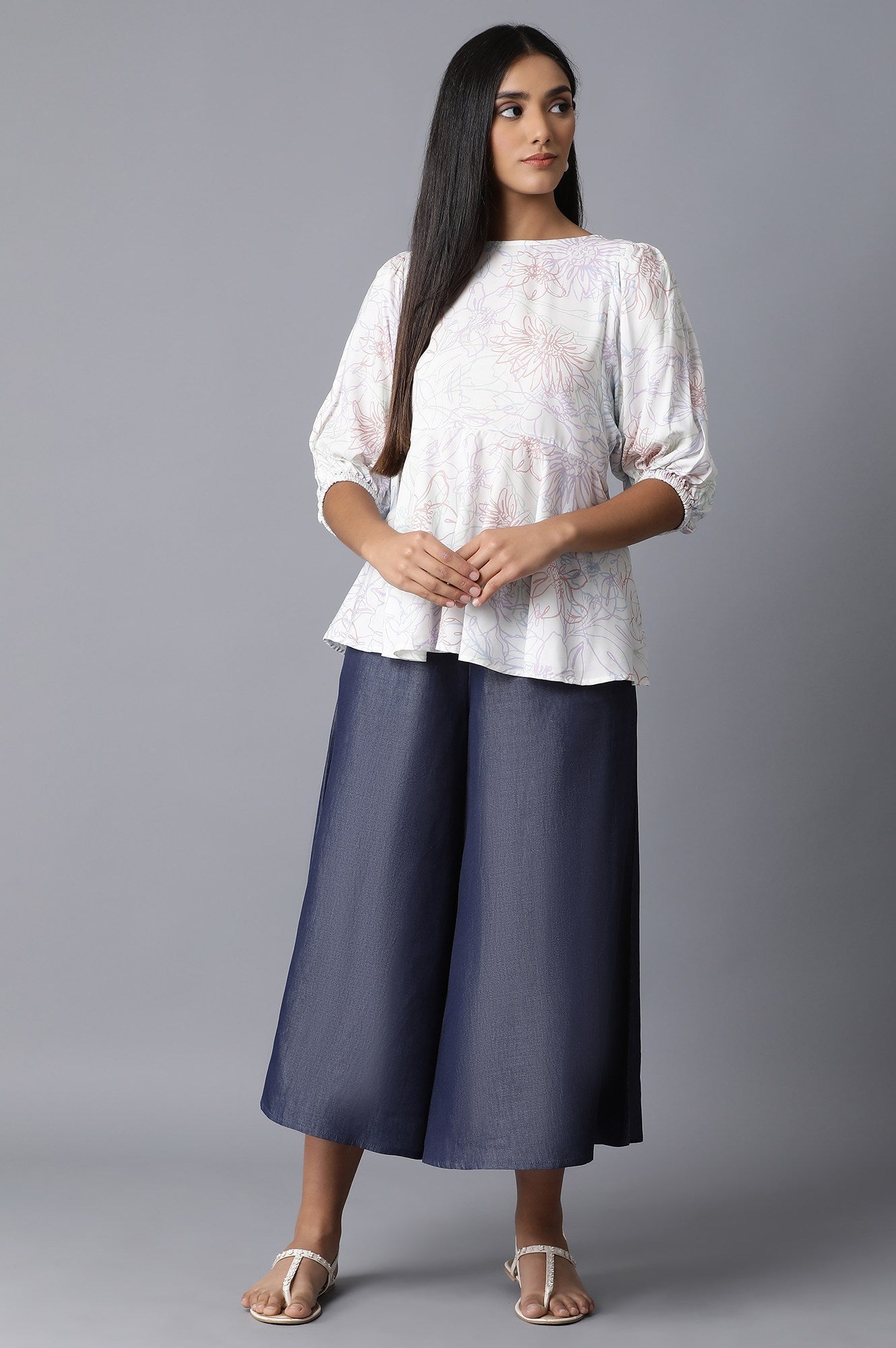 Blue Straight Culottes