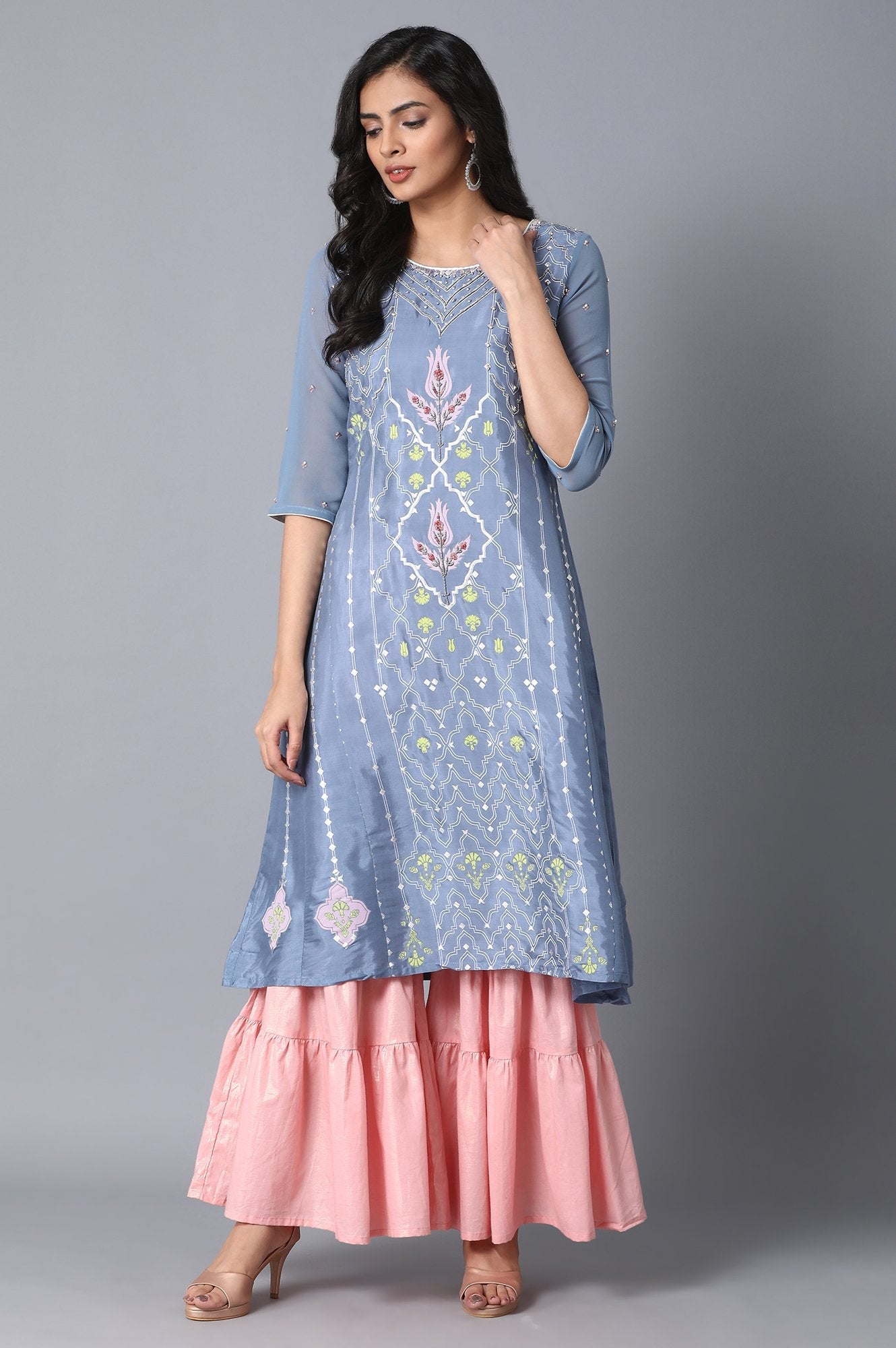 Light Pink Cotton Printed Sharara