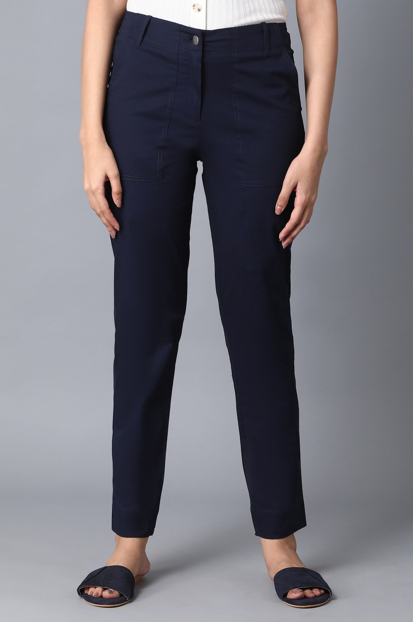 Navy Slim Fit Trouser Pants