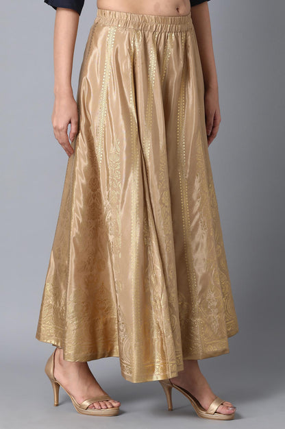 Golden Printed Flared Skirt