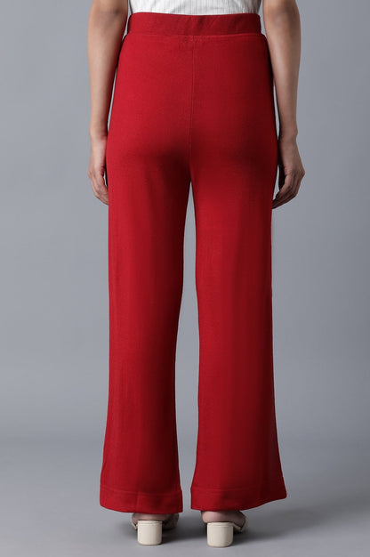 Red Ankle Length Palazzo