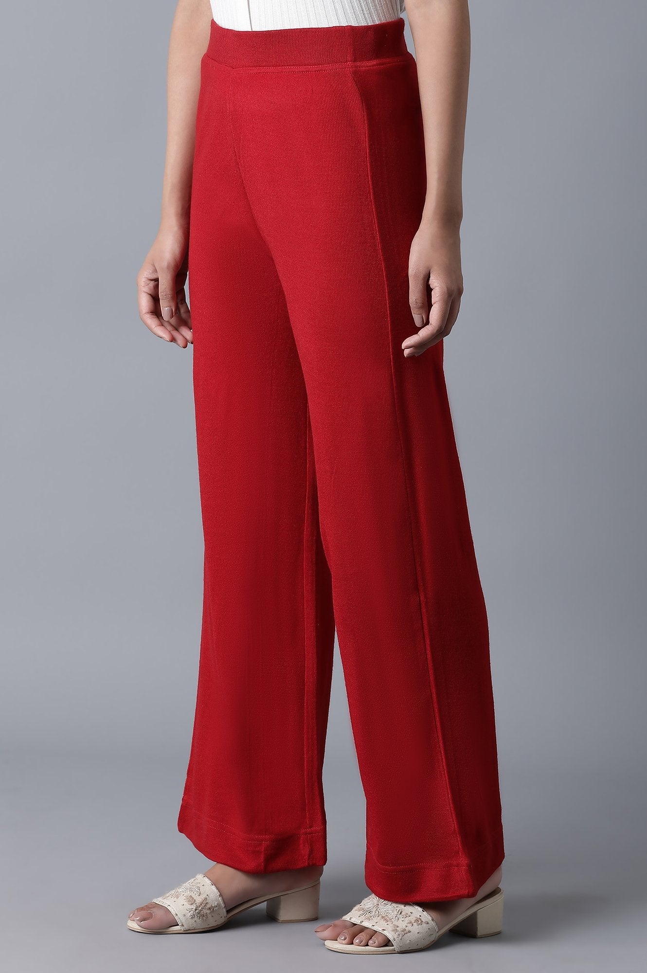 Red Ankle Length Palazzo