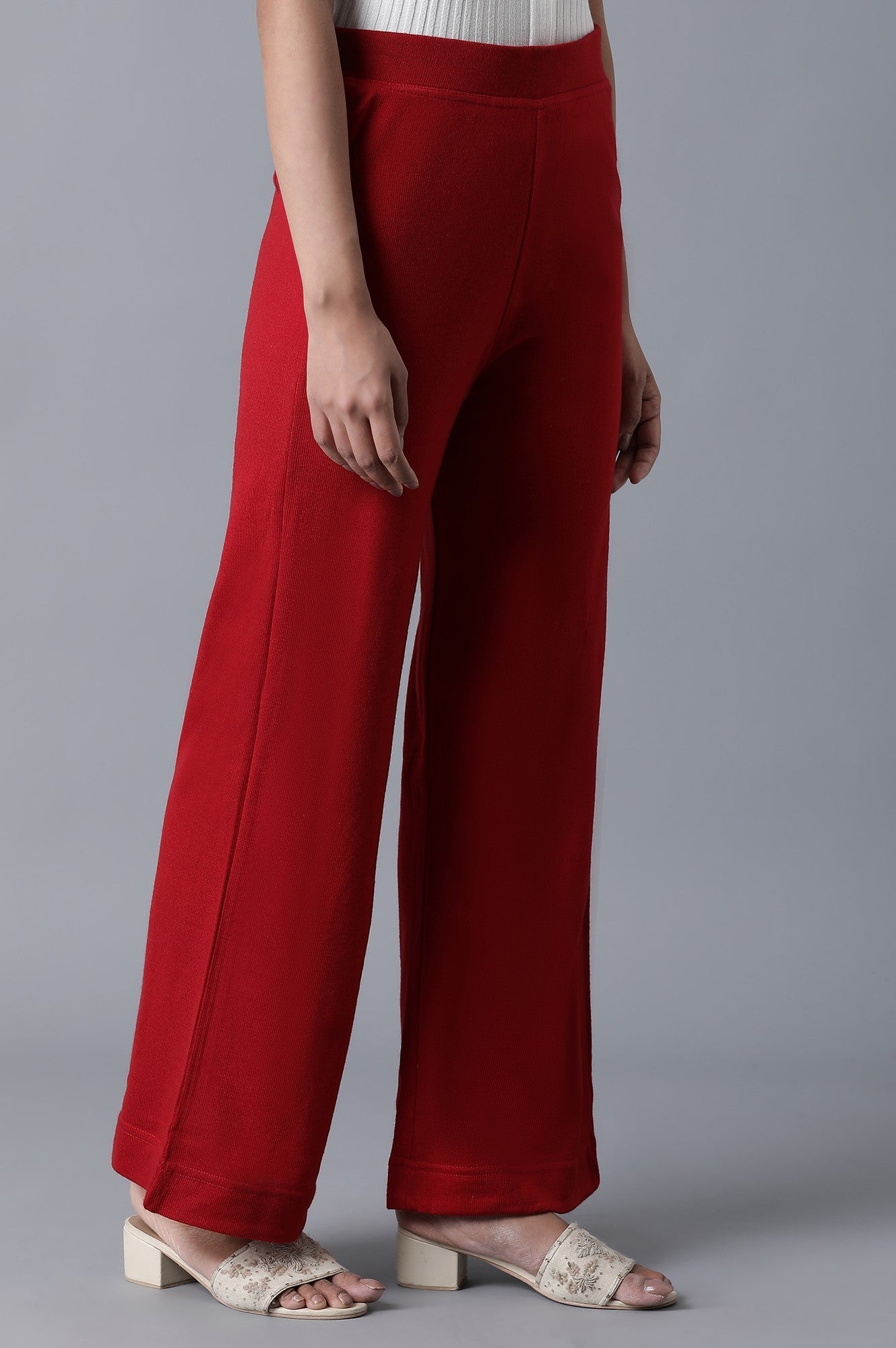 Red Ankle Length Palazzo