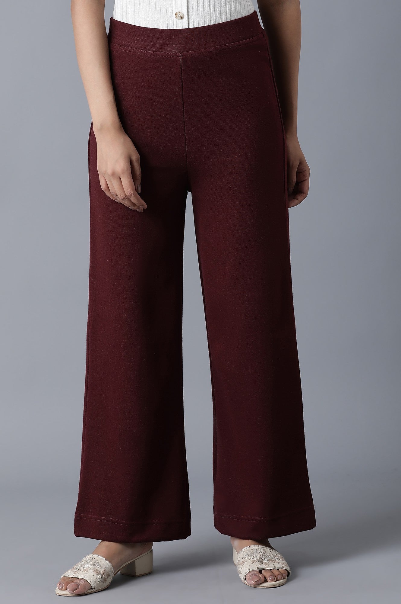 Maroon Ankle Length Palazzo