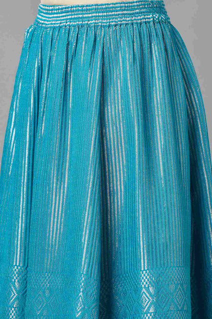 Turquoise Dobby Print Skirt