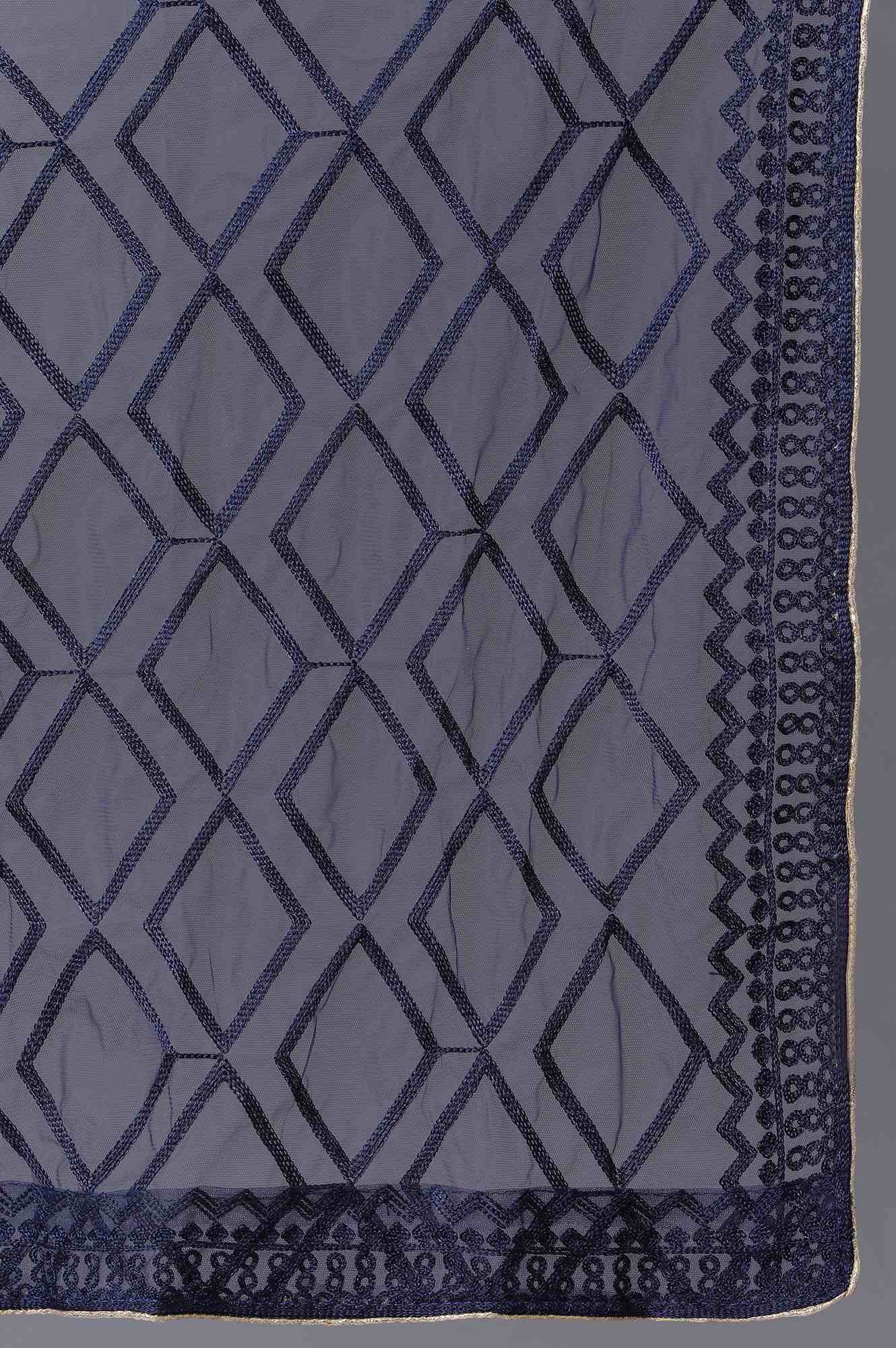 Navy Net Dupatta