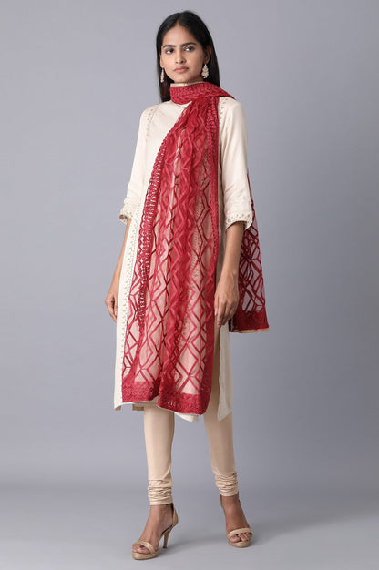 Maroon Net Dupatta