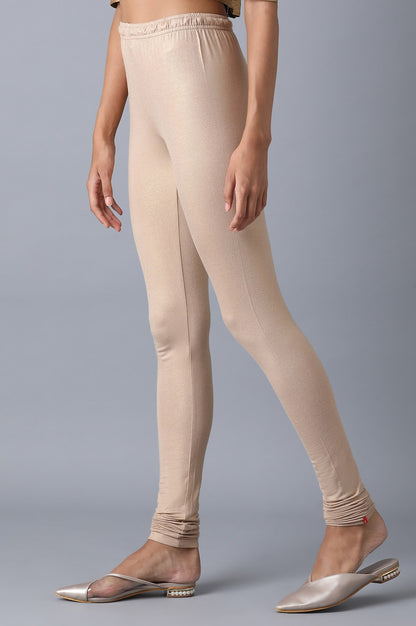 Pale Beige Knitted Churidar - wforwoman