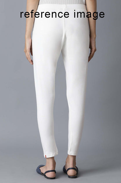 Ecru Solid Slim Pants