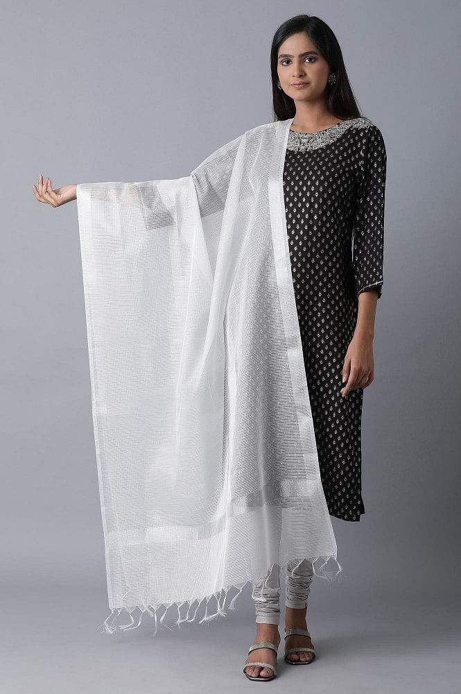 White Printed Dupatta