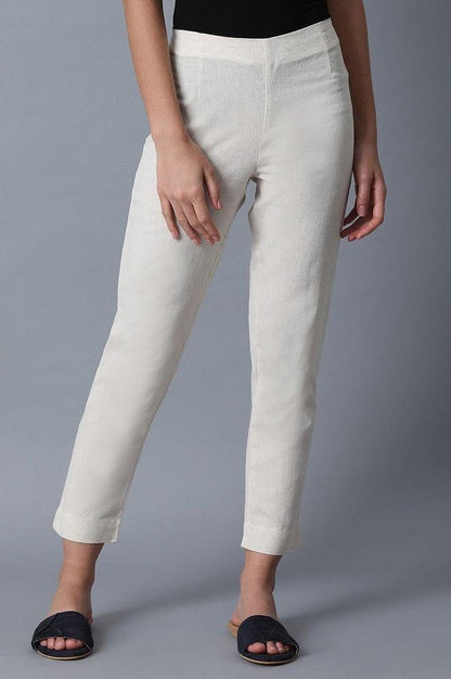 Ecru Fitted Pants - wforwoman