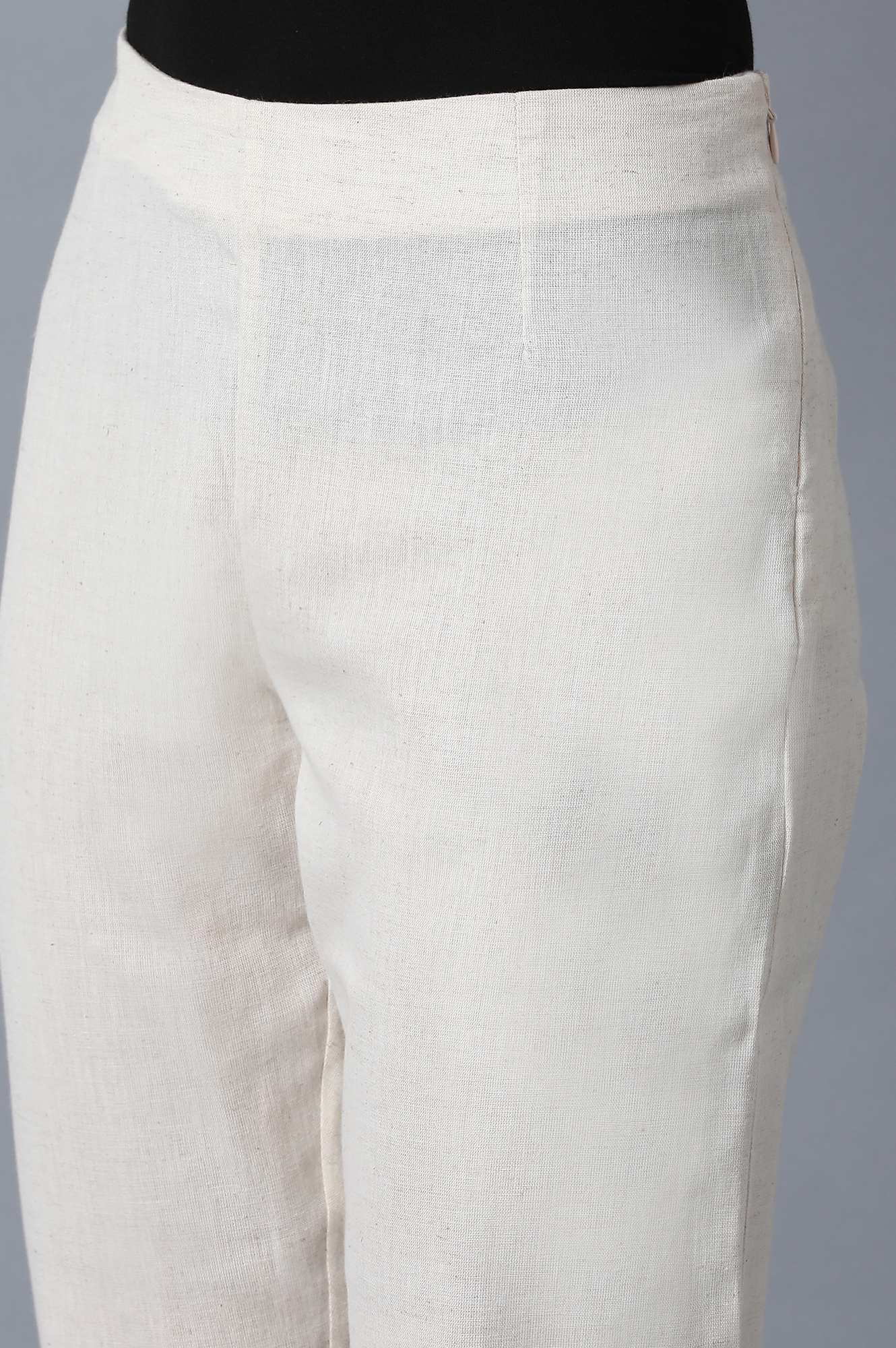 White Cotton Slim Pants