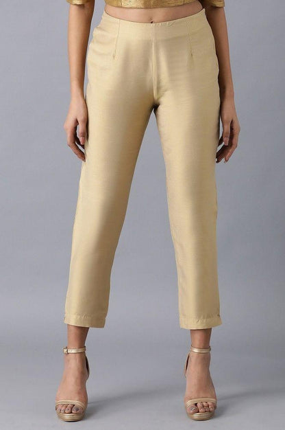 Light Gold Solid Pants - wforwoman