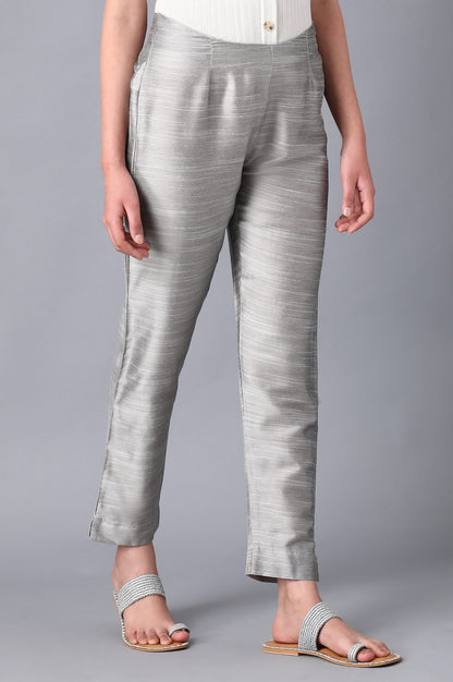 Silver Solid Trousers
