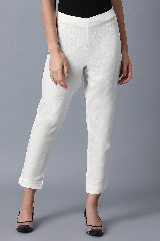 White Fitted Pants - wforwoman