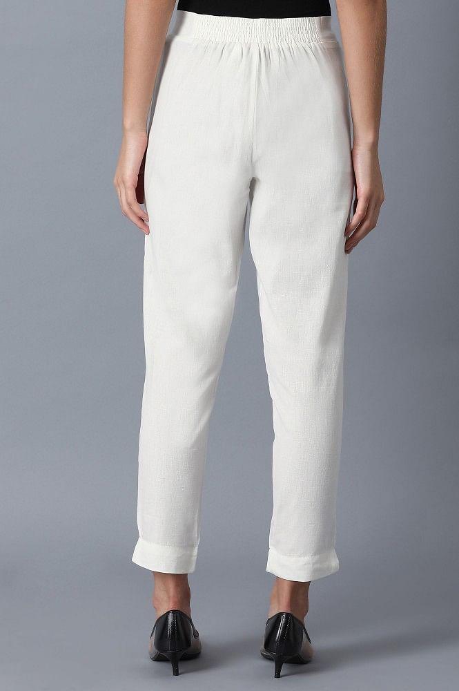 White Fitted Pants - wforwoman