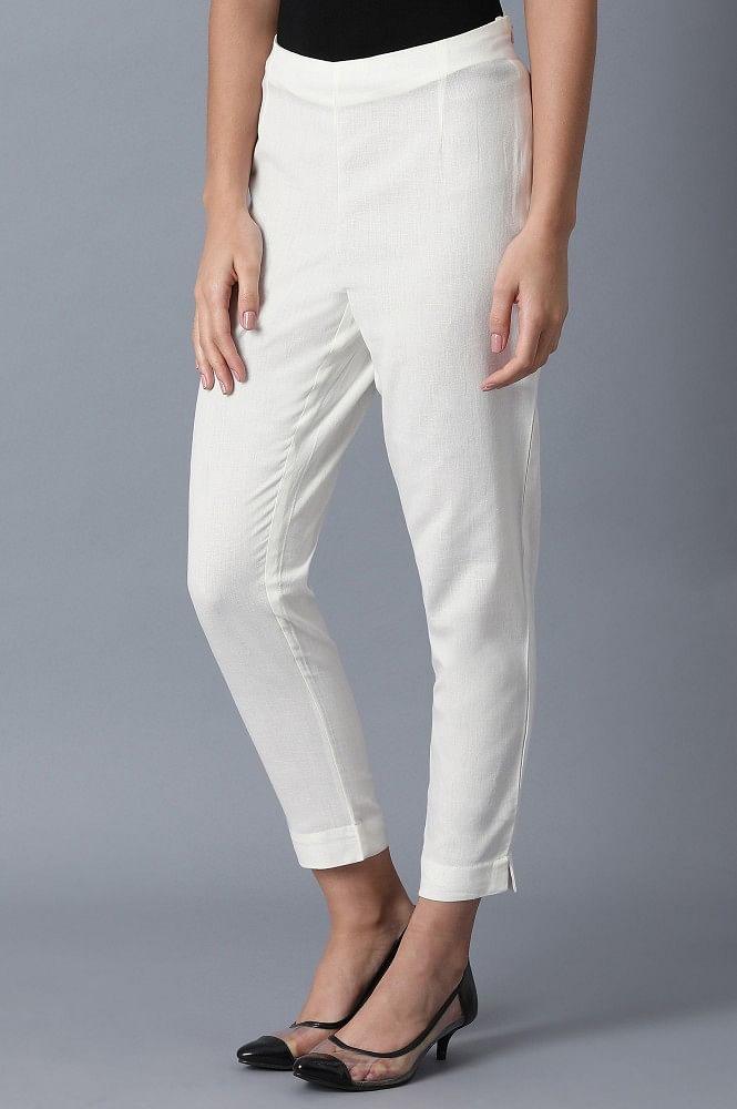 White Fitted Pants - wforwoman