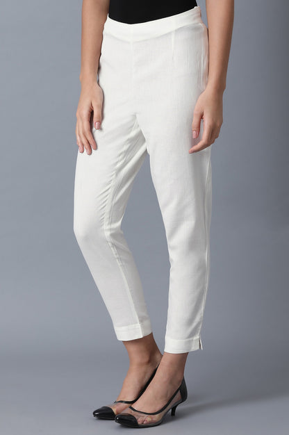 White Solid Trousers